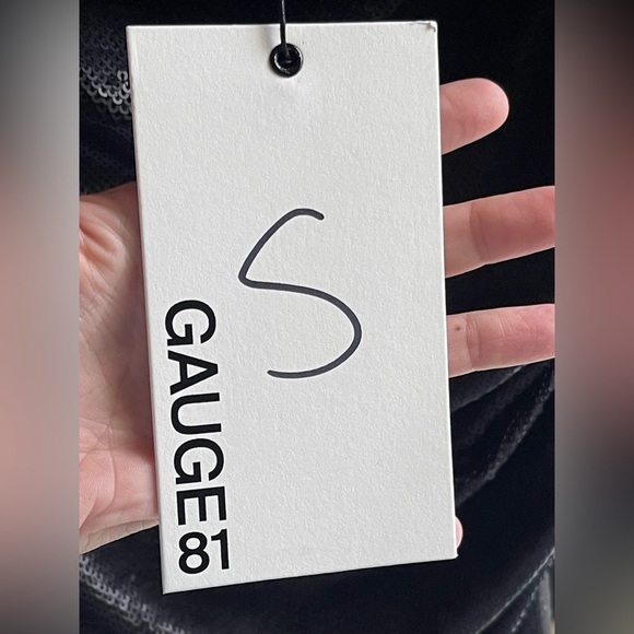 NWT Gauge 81 ALMORA Black sequin mini dress with ruching - Picture 8 of 15